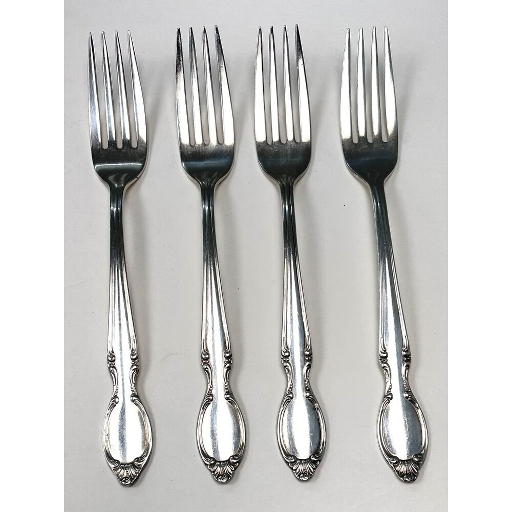 Lot 4 Wm Rogers International Silver Silverplate PRECIOUS MIRROR Dinner Forks